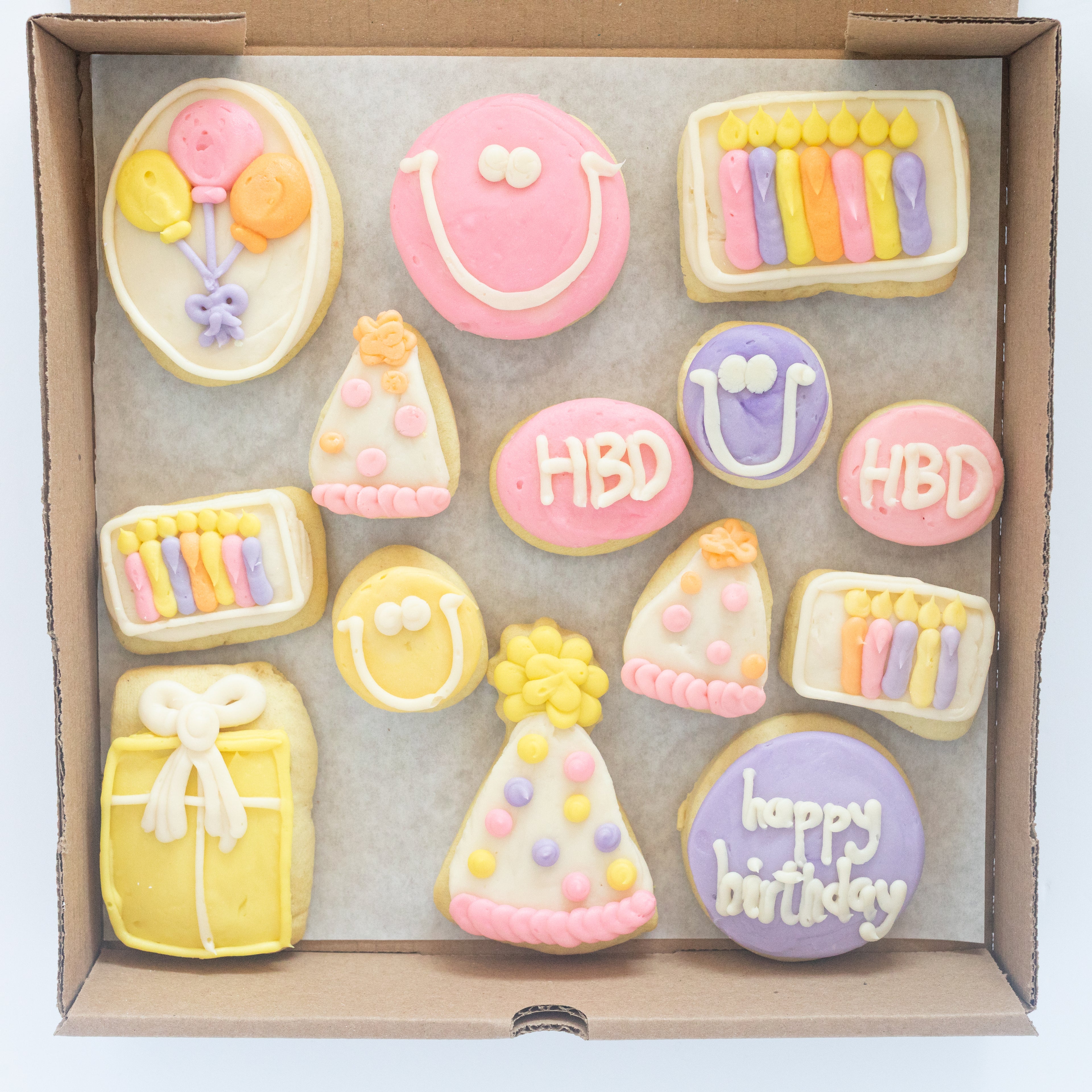 Birthday Girl Party Box (6 BIG & 8 MINI Sugar Cookies)