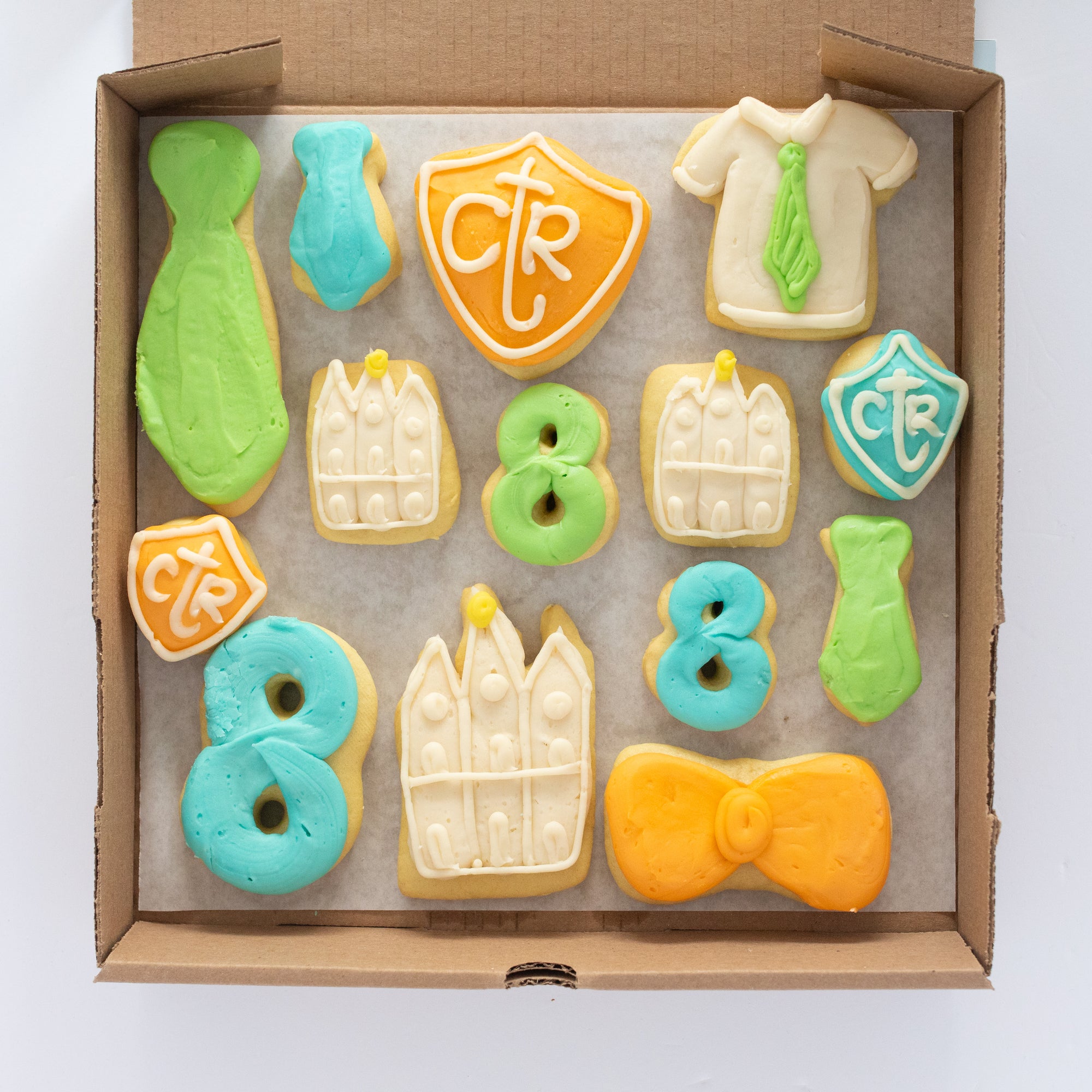 Boy Baptism Party Box (6 BIG & 8 MINI Sugar Cookies)