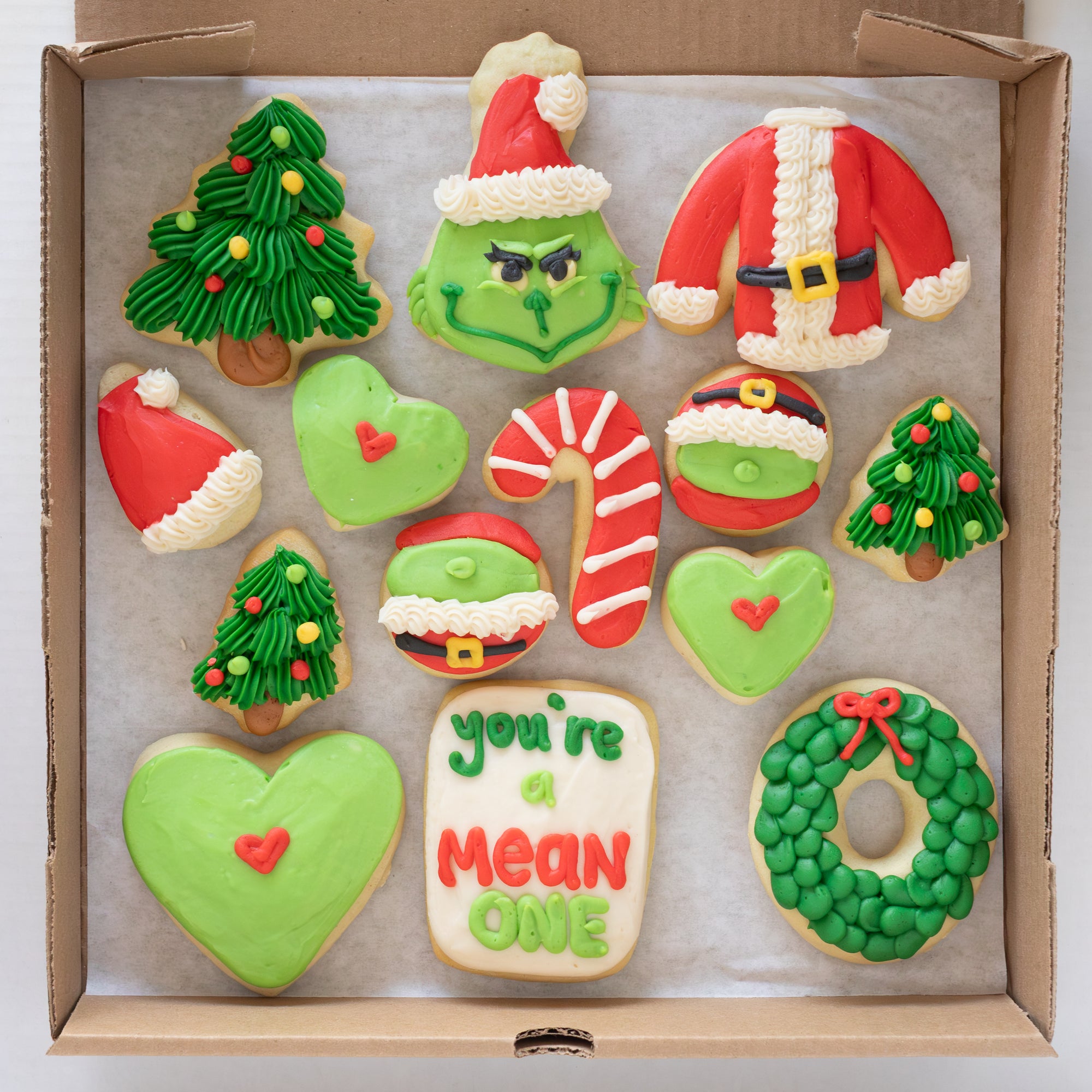 Grinch Party Box (6 BIG & 8 MINI Sugar Cookies)